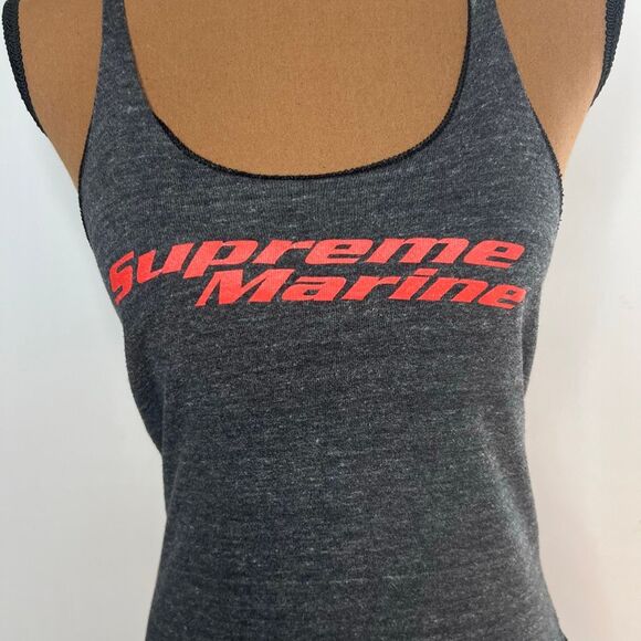 Supreme Marine Scoop Neck Racerback Tank Top Dark Heathered Gray, Women’s XS/S - Picture 2 of 7